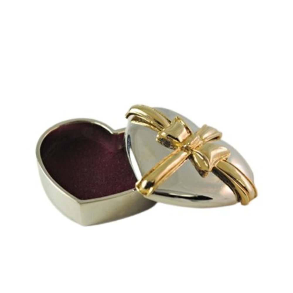 Silver & Gold Heart Shaped Trinket Box - Picture 3 of 4